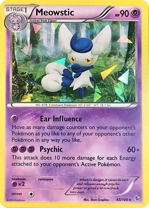 Flashfire Meowstic #43/106 Cracked Ice Holo